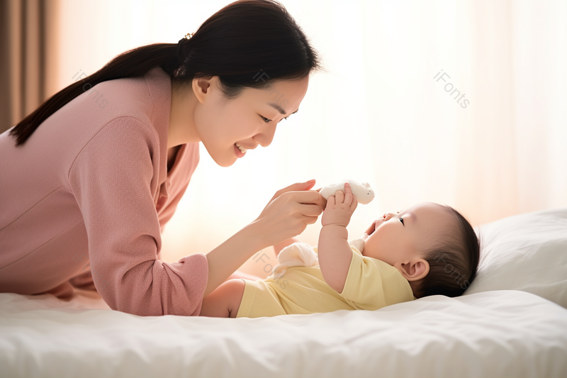 室内婴儿和妈妈互动亲情温馨摄影图,高清,摄影图,摄影图片,图片大全,摄影图免费下载